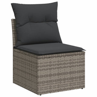 14-Delige Loungeset Met Kussens Poly Rattan Grijs