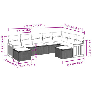 9-Delige Loungeset Met Kussens Poly Rattan Zwart