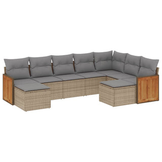 9-Delige Loungeset Met Kussens Poly Rattan Beige