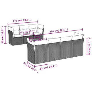 8-Delige Loungeset Met Kussens Poly Rattan Zwart