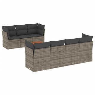 8-Delige Loungeset Met Kussens Poly Rattan Grijs