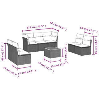 8-Delige Loungeset Met Kussens Poly Rattan Zwart