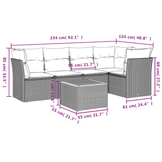 6-Delige Loungeset Met Kussens Poly Rattan Zwart