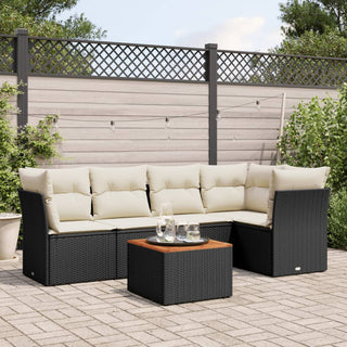 6-Delige Loungeset Met Kussens Poly Rattan Zwart