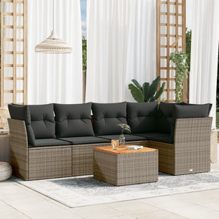 6-Delige Loungeset Met Kussens Poly Rattan Grijs