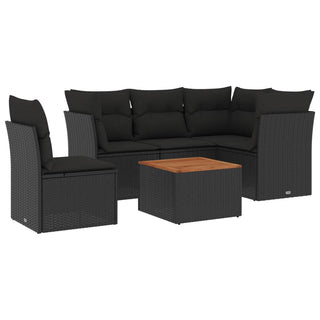 6-Delige Loungeset Met Kussens Poly Rattan Zwart