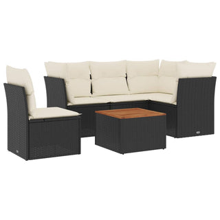 6-Delige Loungeset Met Kussens Poly Rattan Zwart