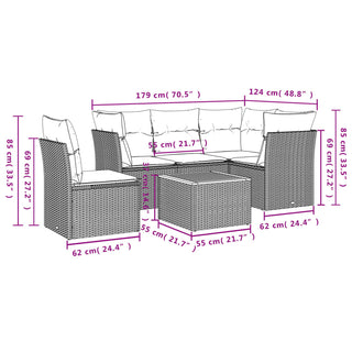 6-Delige Loungeset Met Kussens Poly Rattan Zwart