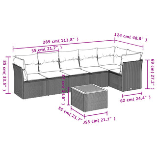 7-Delige Loungeset Met Kussens Poly Rattan Grijs