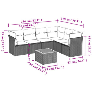 7-Delige Loungeset Met Kussens Poly Rattan Zwart