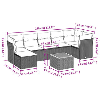 8-Delige Loungeset Met Kussens Poly Rattan Grijs