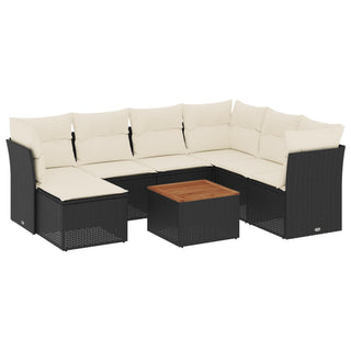 8-Delige Loungeset Met Kussens Poly Rattan Zwart