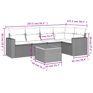 6-Delige Loungeset Met Kussens Poly Rattan Zwart