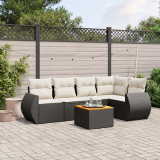 6-Delige Loungeset Met Kussens Poly Rattan Zwart