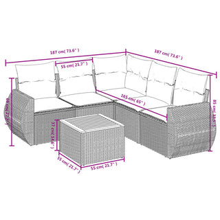 6-Delige Loungeset Met Kussens Poly Rattan Zwart