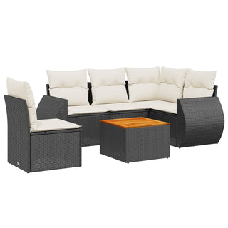 6-Delige Loungeset Met Kussens Poly Rattan Zwart