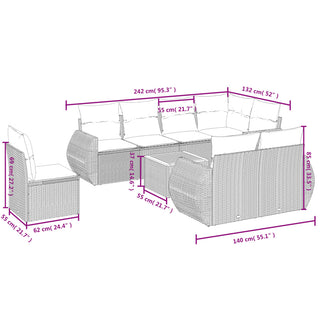 9-Delige Loungeset Met Kussens Poly Rattan Zwart