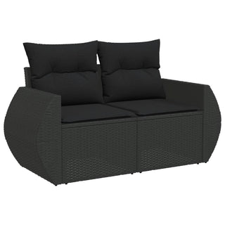 8-Delige Loungeset Met Kussens Poly Rattan Zwart