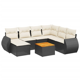 8-Delige Loungeset Met Kussens Poly Rattan Zwart