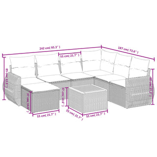 8-Delige Loungeset Met Kussens Poly Rattan Zwart