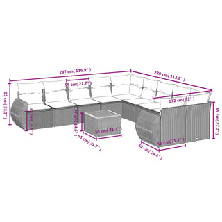 11-Delige Loungeset Met Kussens Poly Rattan Zwart