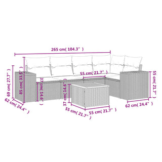 6-Delige Loungeset Met Kussens Poly Rattan Zwart