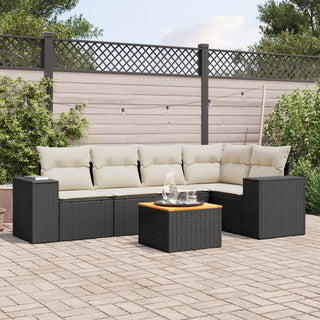 6-Delige Loungeset Met Kussens Poly Rattan Zwart