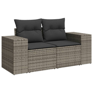 9-Delige Loungeset Met Kussens Poly Rattan Grijs