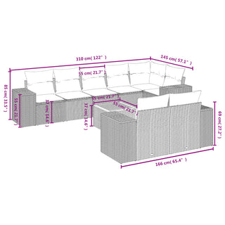 9-Delige Loungeset Met Kussens Poly Rattan Grijs