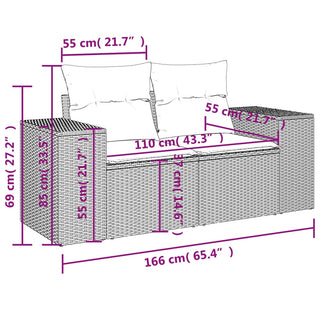 9-Delige Loungeset Met Kussens Poly Rattan Grijs