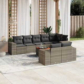 9-Delige Loungeset Met Kussens Poly Rattan Grijs