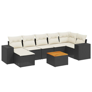 8-Delige Loungeset Met Kussens Poly Rattan Zwart