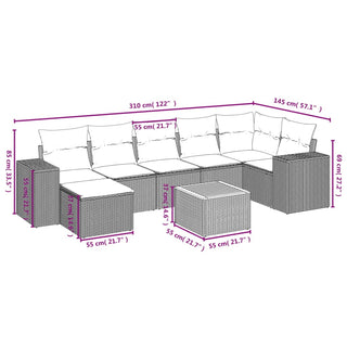 8-Delige Loungeset Met Kussens Poly Rattan Zwart