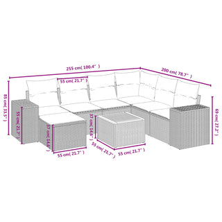 8-Delige Loungeset Met Kussens Poly Rattan Zwart