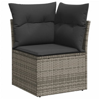 11-Delige Loungeset Met Kussens Poly Rattan Grijs