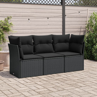 3-Delige Loungeset Met Kussens Poly Rattan