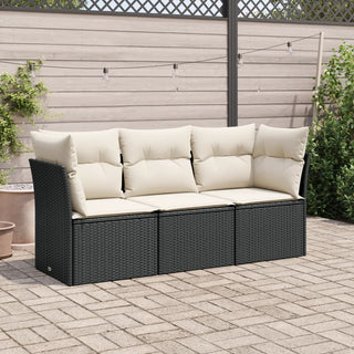 3-Delige Loungeset Met Kussens Poly Rattan