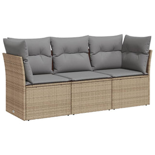 3-Delige Loungeset Met Kussens Poly Rattan