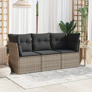 3-Delige Loungeset Met Kussens Poly Rattan