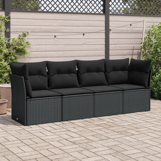 4-Delige Loungeset Met Kussens Poly Rattan