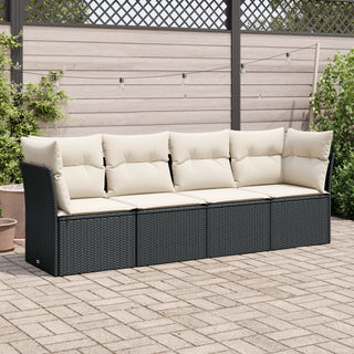 4-Delige Loungeset Met Kussens Poly Rattan