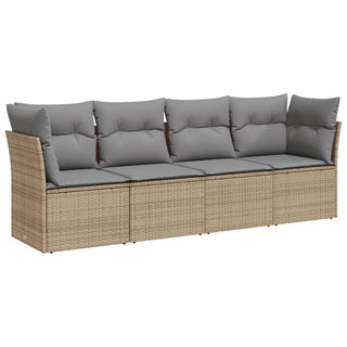 4-Delige Loungeset Met Kussens Poly Rattan