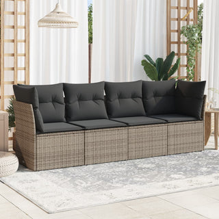 4-Delige Loungeset Met Kussens Poly Rattan