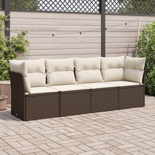 4-Delige Loungeset Met Kussens Poly Rattan