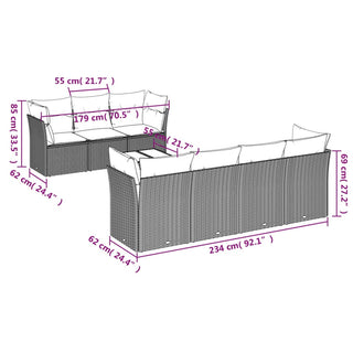 8-Delige Loungeset Met Kussens Poly Rattan Zwart