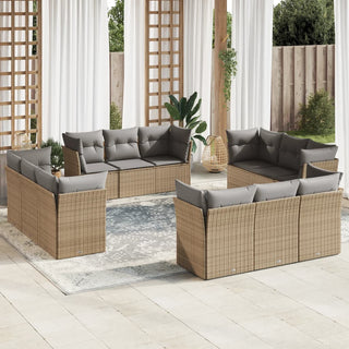 12-Delige Loungeset Met Kussens Poly Rattan