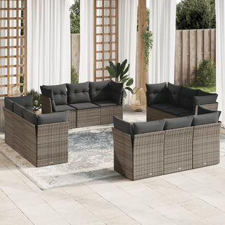 12-Delige Loungeset Met Kussens Poly Rattan