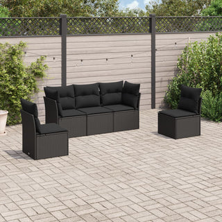 5-Delige Loungeset Met Kussens Poly Rattan