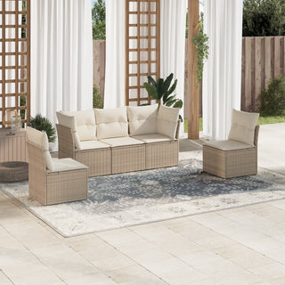 5-Delige Loungeset Met Kussens Poly Rattan