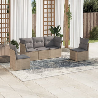 5-Delige Loungeset Met Kussens Poly Rattan